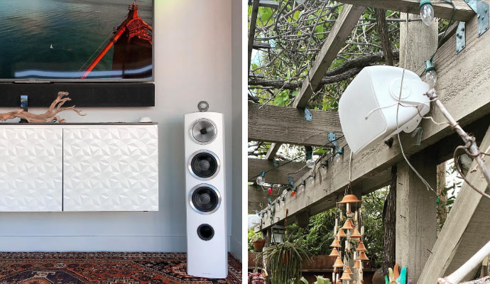 Collage of installed sound system