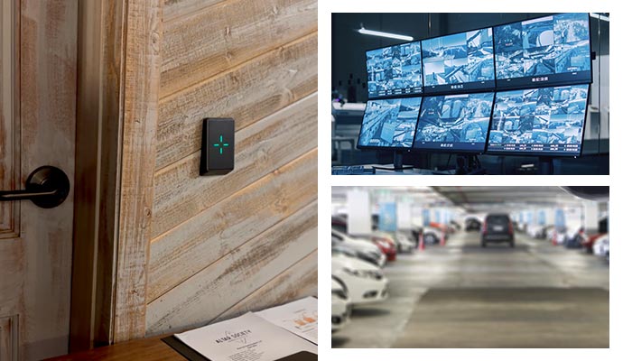 Controlled access and real-time surveillance for secure parking lot security.