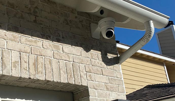 a surveillance camera installed on the wall