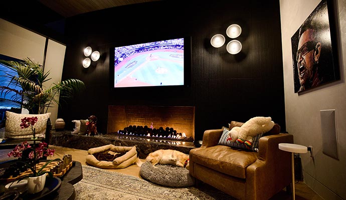 a modern living room with TV