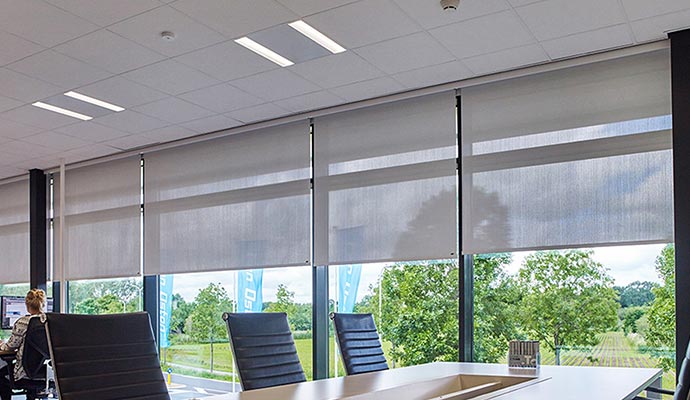 motorized window covering in office