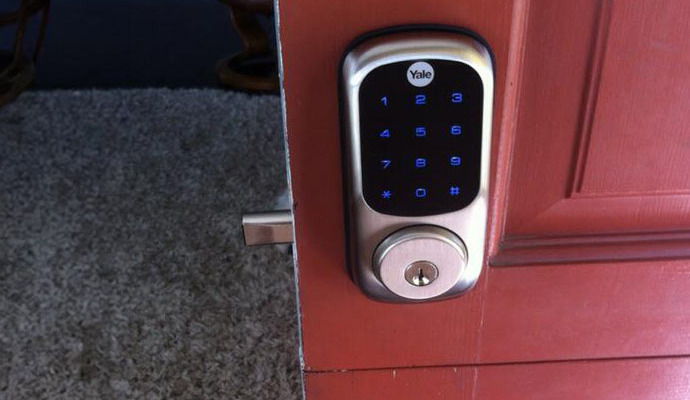 Installed smart lock on door