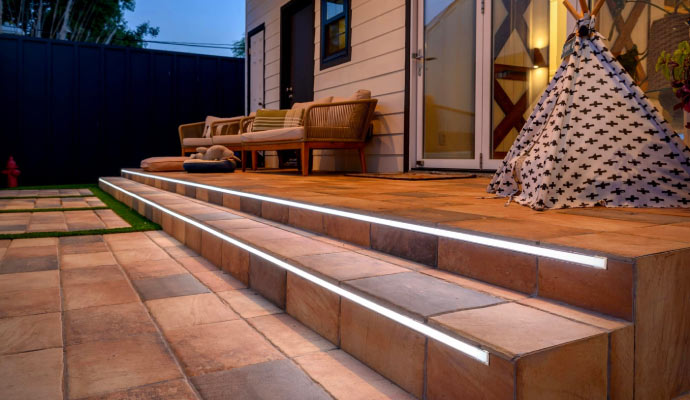 A modern outdoor patio area