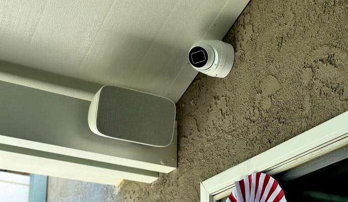 An installed security camera