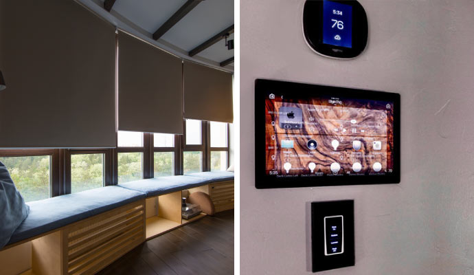 Collage of motorized window and temperature control