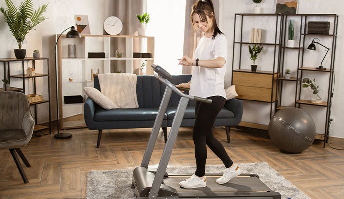 Person walking on treadmill